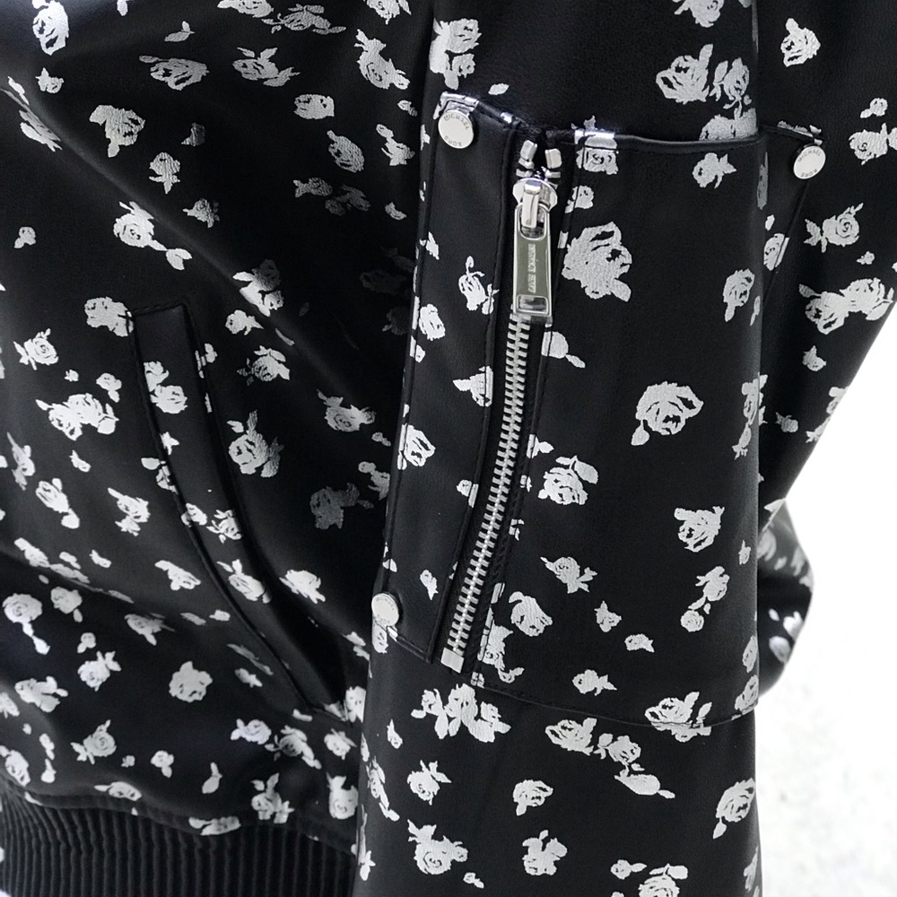 Michael Kors Jacket Black Silver Roses🌹W AUTHENT - Picture 6 of 8